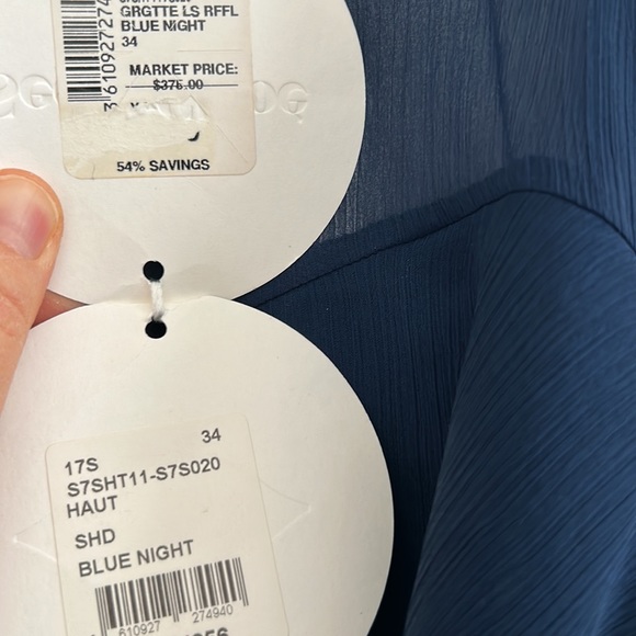 New SeeByChloe Blue Night Georgette Blouse - Picture 11 of 11